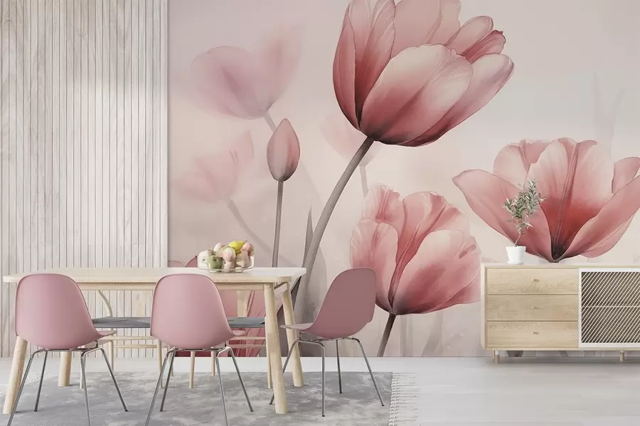 wall murals Тулипани са ефектом спаљивања и текстуром w04519