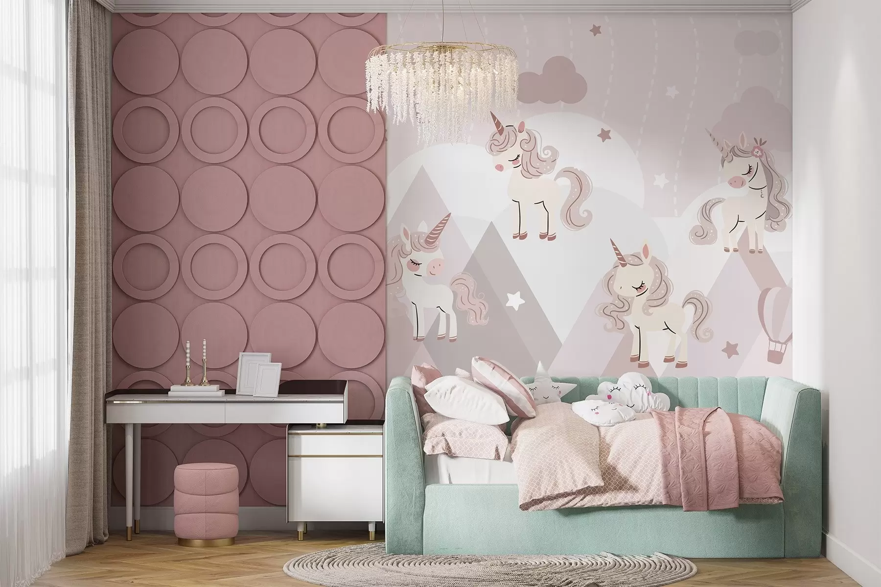 wall murals Једнорози у бајковитим планинама w04540