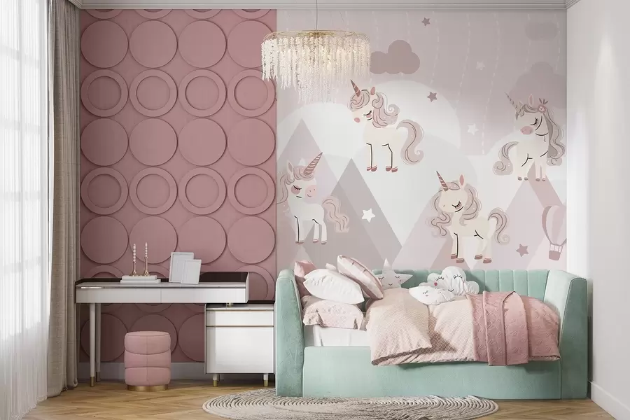 wall murals Једнорози у бајковитим планинама w04540