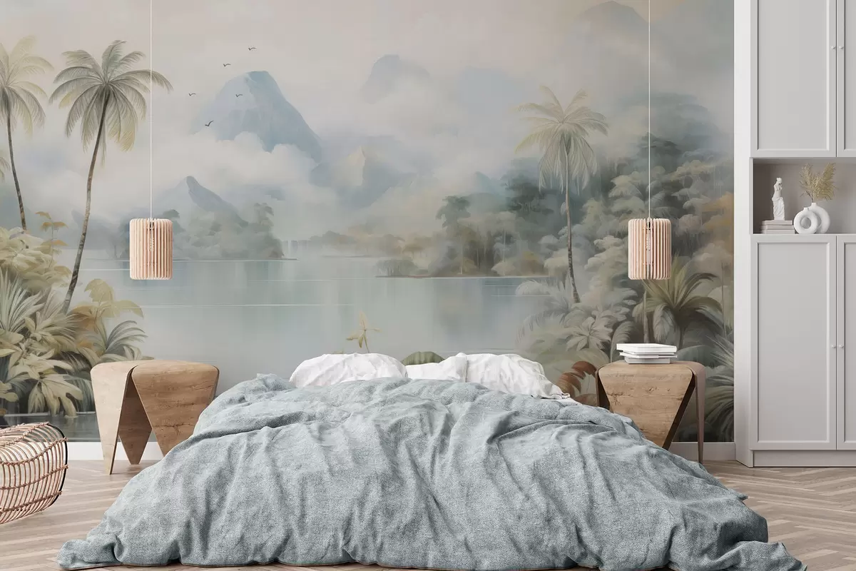 wall murals Река у џунгли близу планина w04536