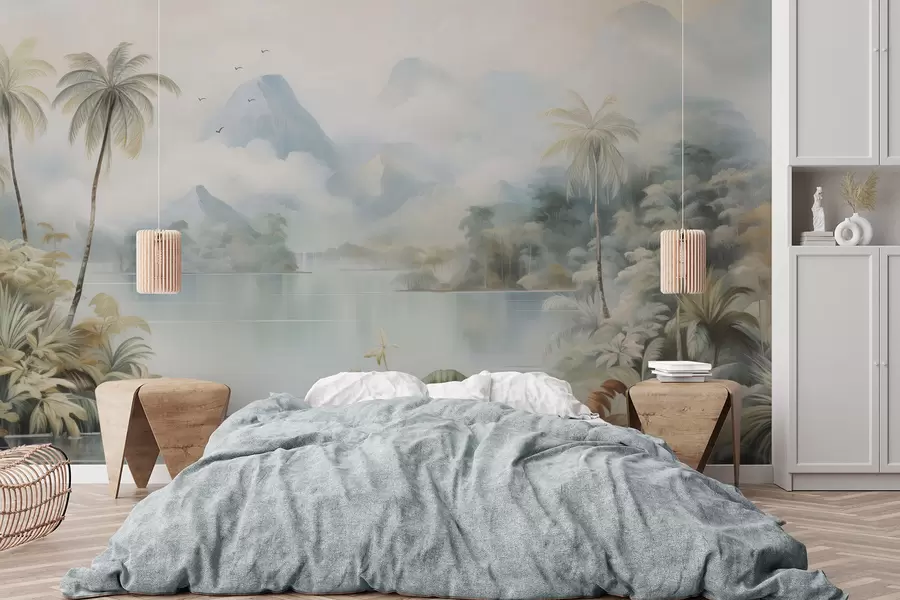 wall murals Река у џунгли близу планина w04536