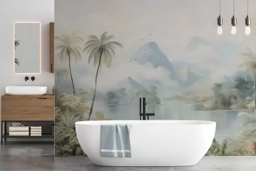 wall murals Река у џунгли близу планина w04536