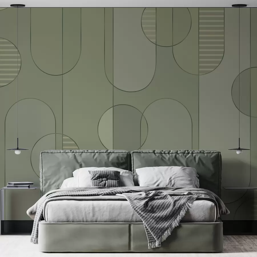 wall murals Геометријски апстракт са светло зеленом палетом w04523v1