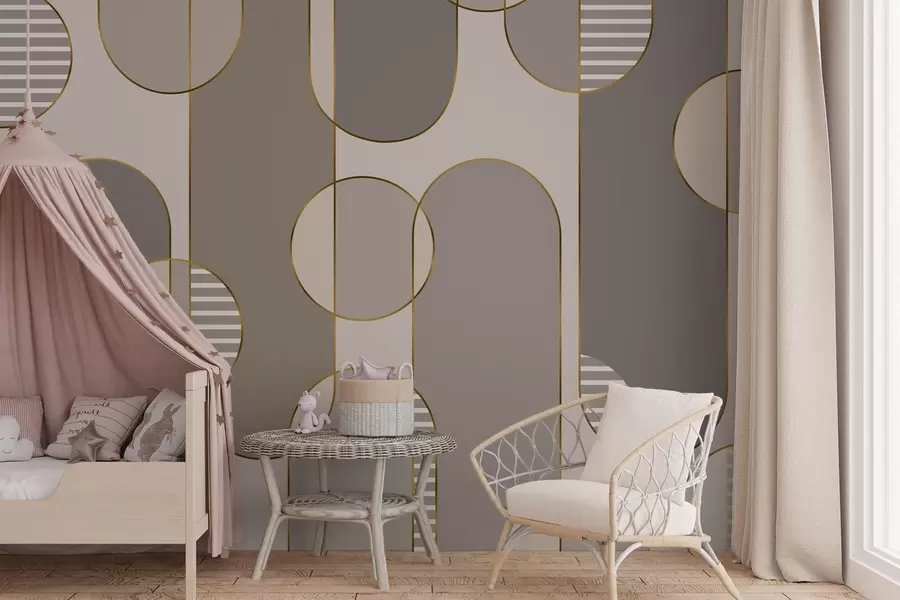wall murals Геометријски апстракт са смеђом бојом и линијама w04523v2