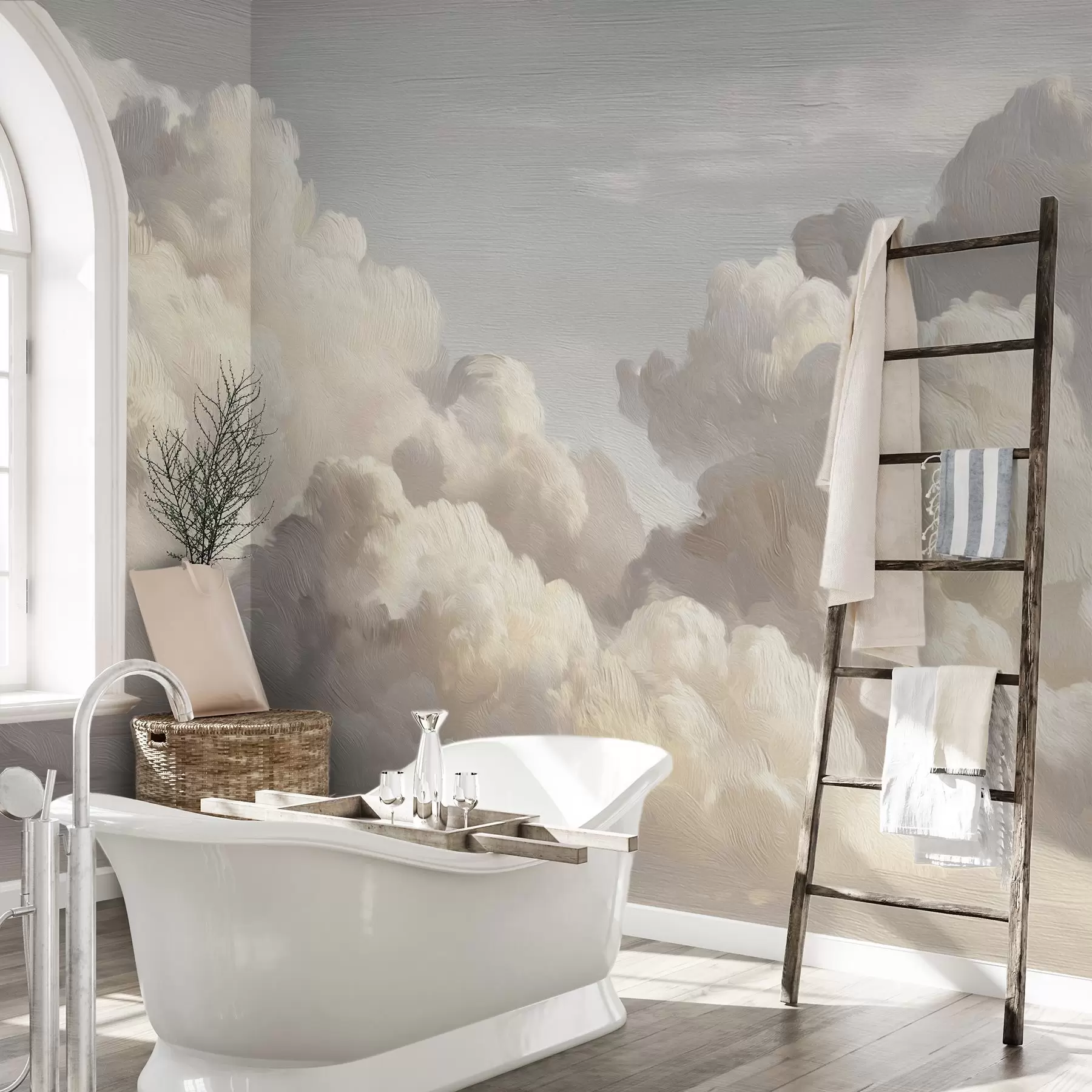 wall murals Драматични облаци у меким текстурираним потезима четкице w04550