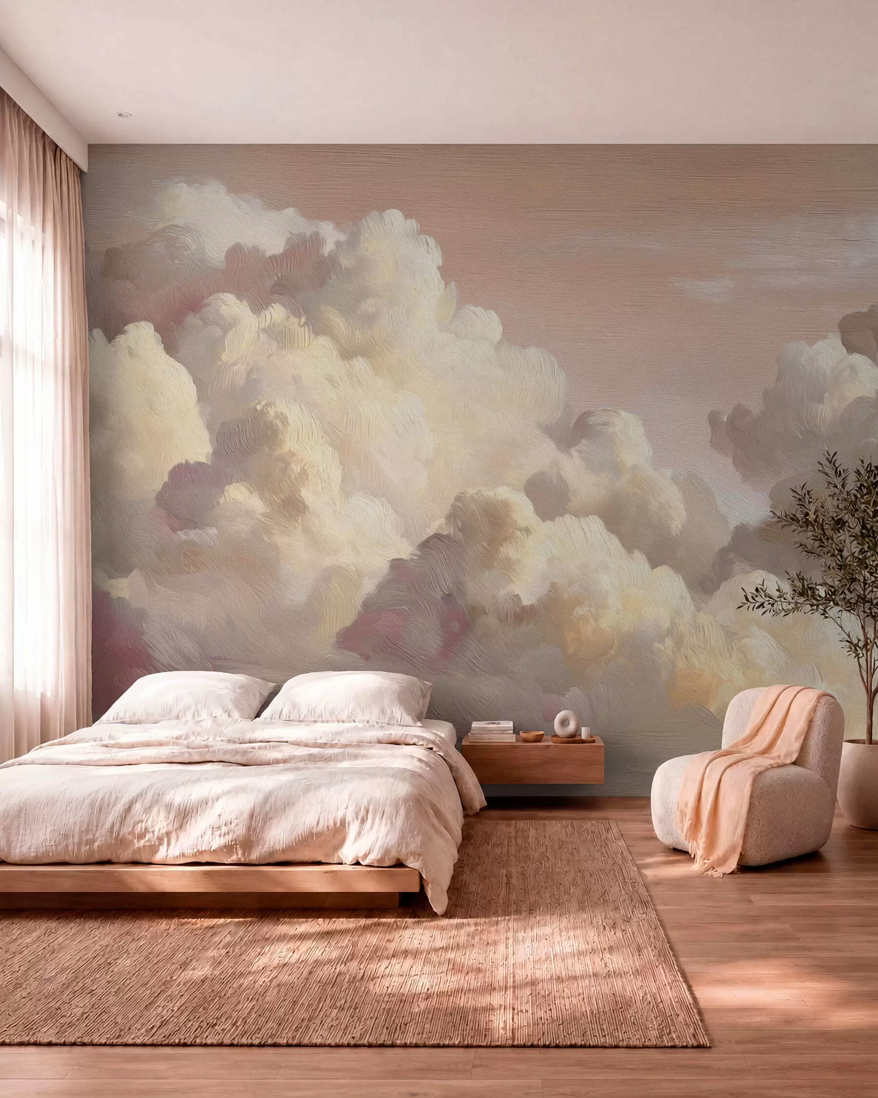 wall murals Облаци у топлој пастелно ружичастој светлости w04550v1
