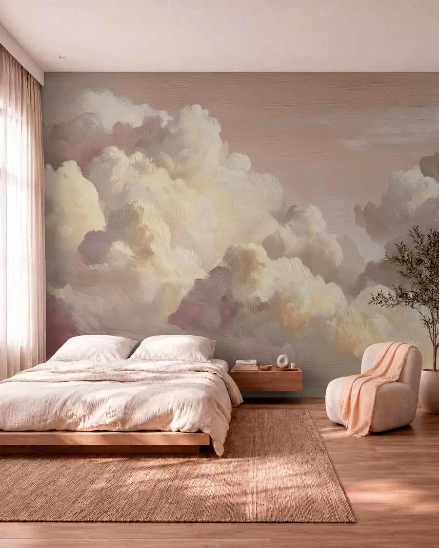 wall murals Облаци у топлој пастелно ружичастој светлости w04550v1