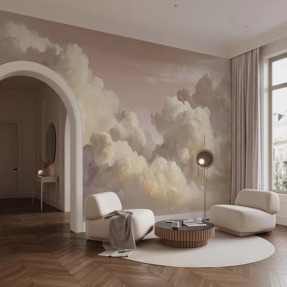 wall murals Облаци у топлој пастелно ружичастој светлости w04550v1