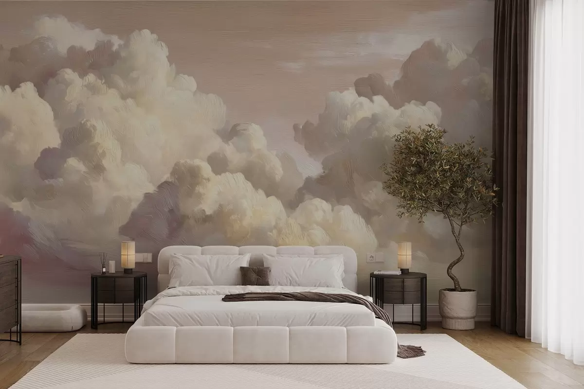 wall murals Облаци у топлој пастелно ружичастој светлости w04550v1