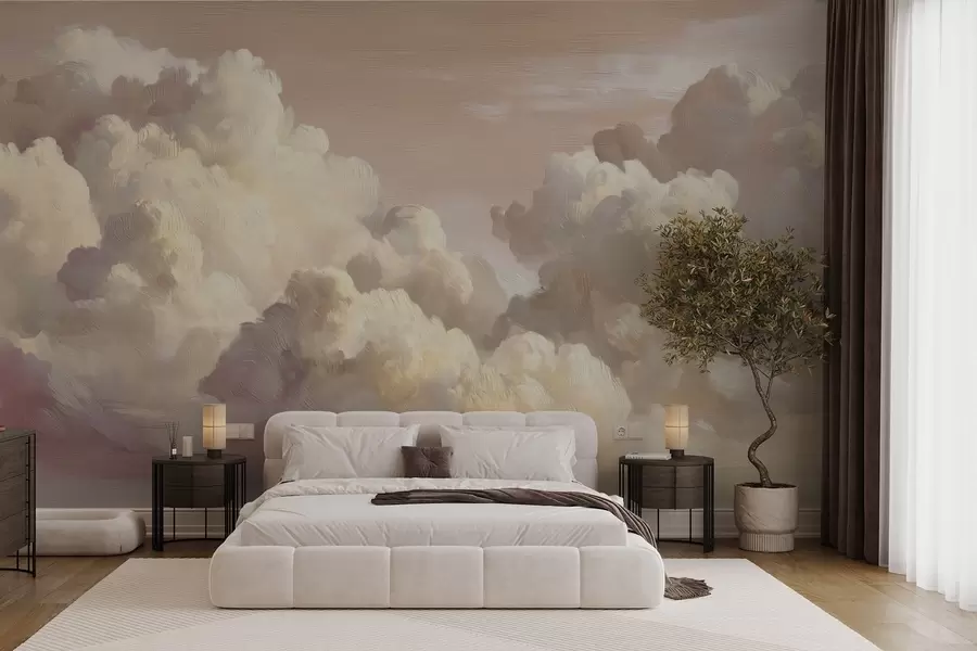 wall murals Облаци у топлој пастелно ружичастој светлости w04550v1