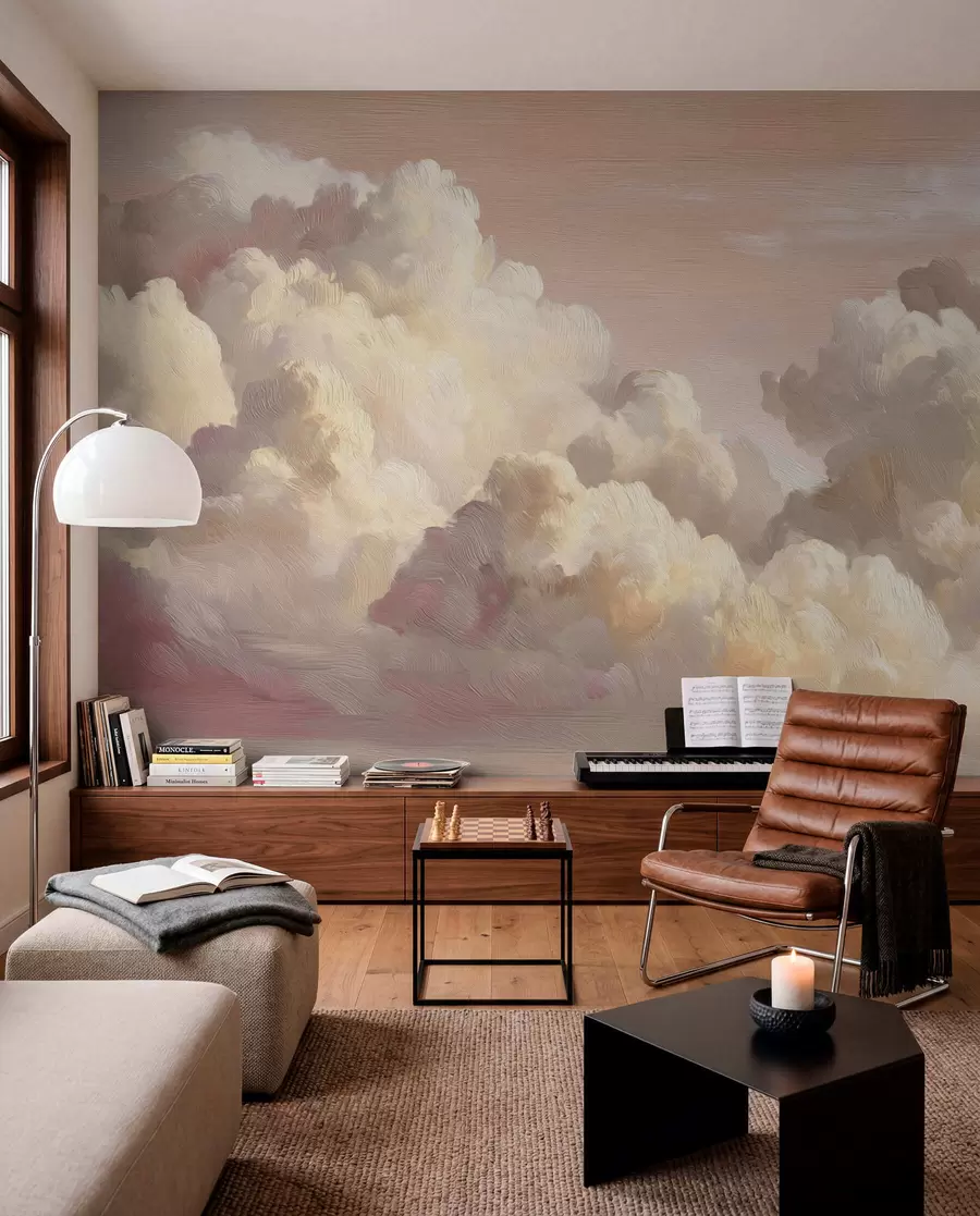 wall murals Облаци у топлој пастелно ружичастој светлости w04550v1