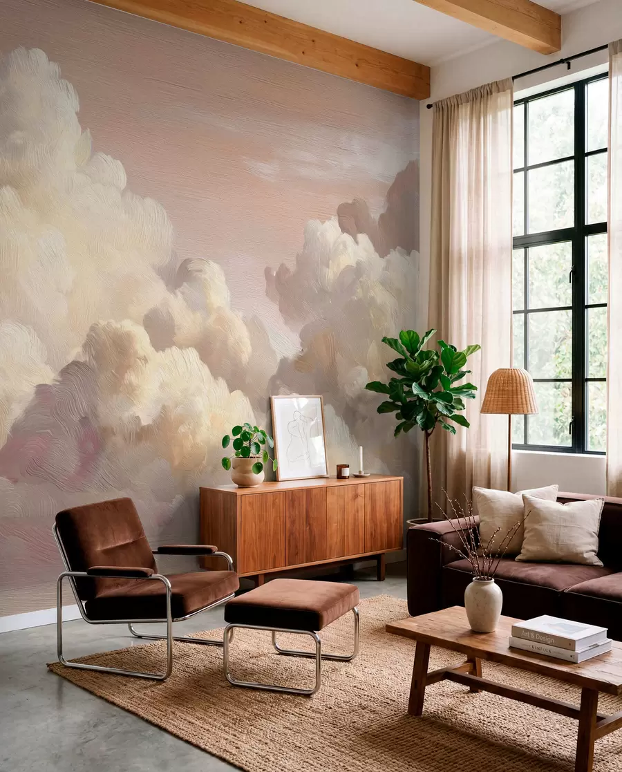 wall murals Облаци у топлој пастелно ружичастој светлости w04550v1