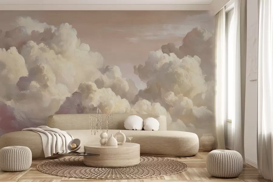 wall murals Облаци у топлој пастелно ружичастој светлости w04550v1