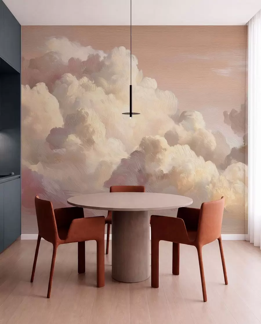 wall murals Облаци у топлој пастелно ружичастој светлости w04550v1