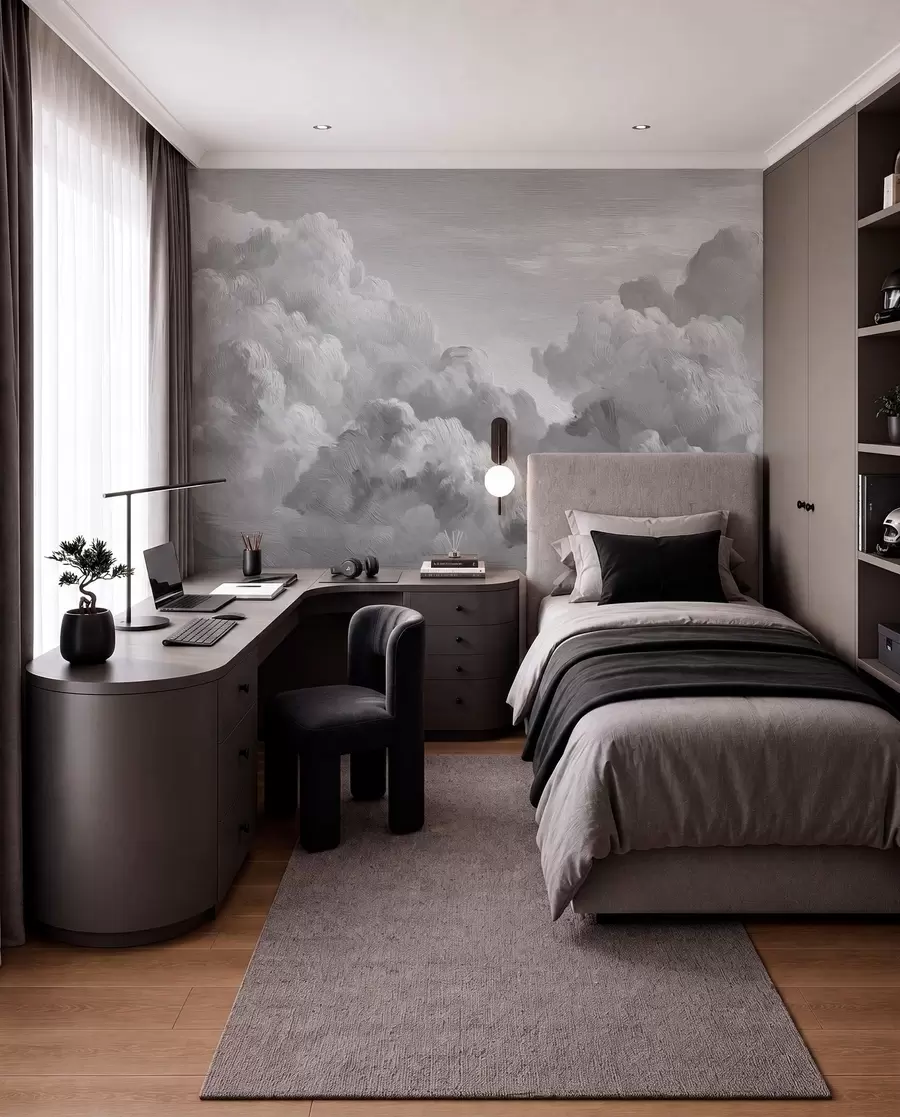 wall murals Монохромна текстурирана формација облака w04550v3