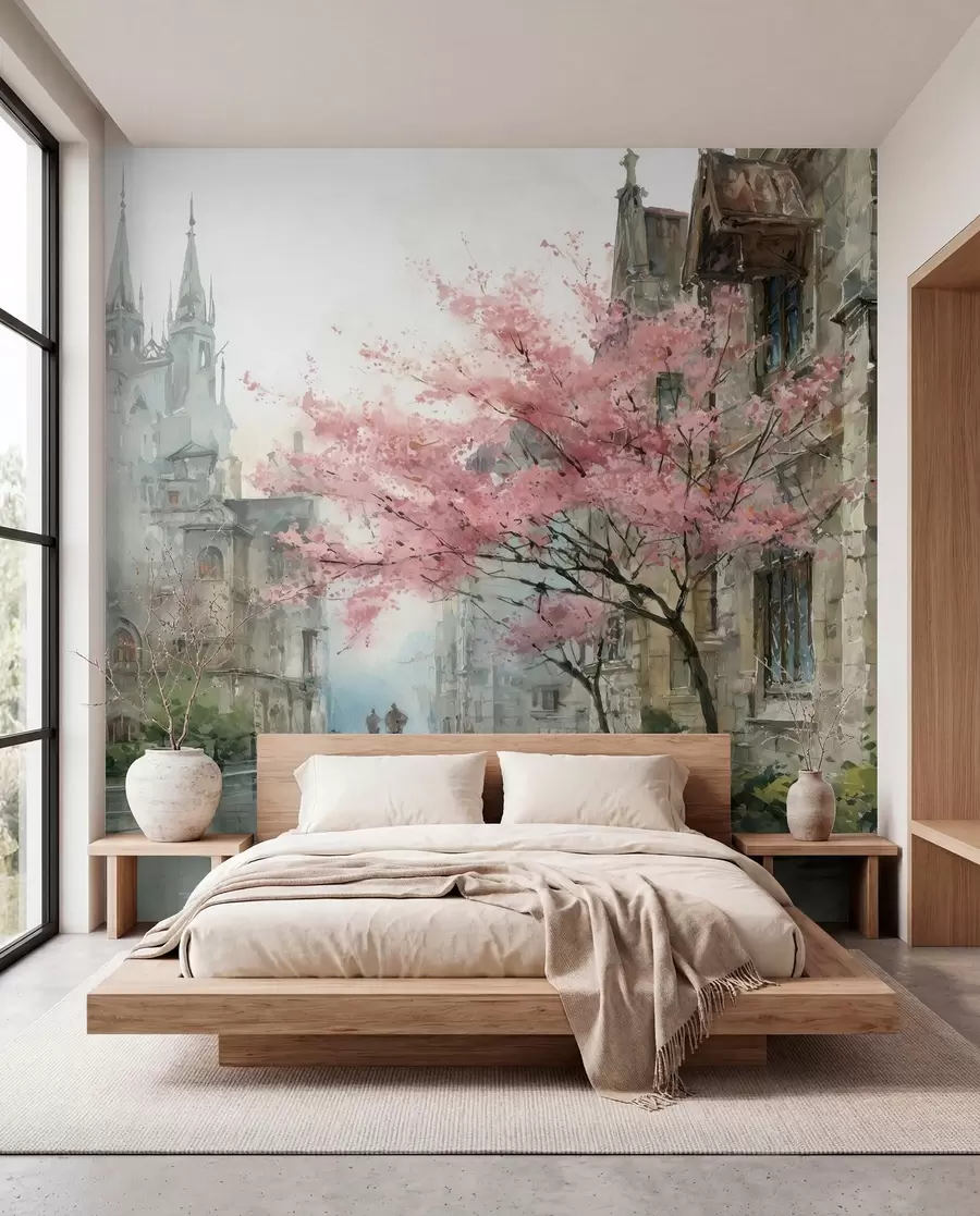 wall murals градски сликарство у акварел стилу w04500