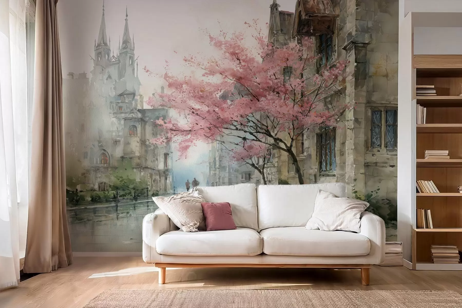 wall murals градски сликарство у акварел стилу w04500