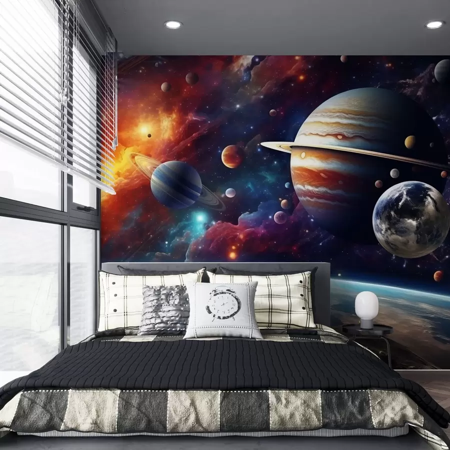 wall murals Шарени космос са планетама и маглинама w04576