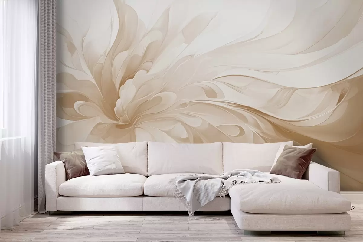 wall murals Нежни апстрактни вртлог у беж тоновима w09392v1