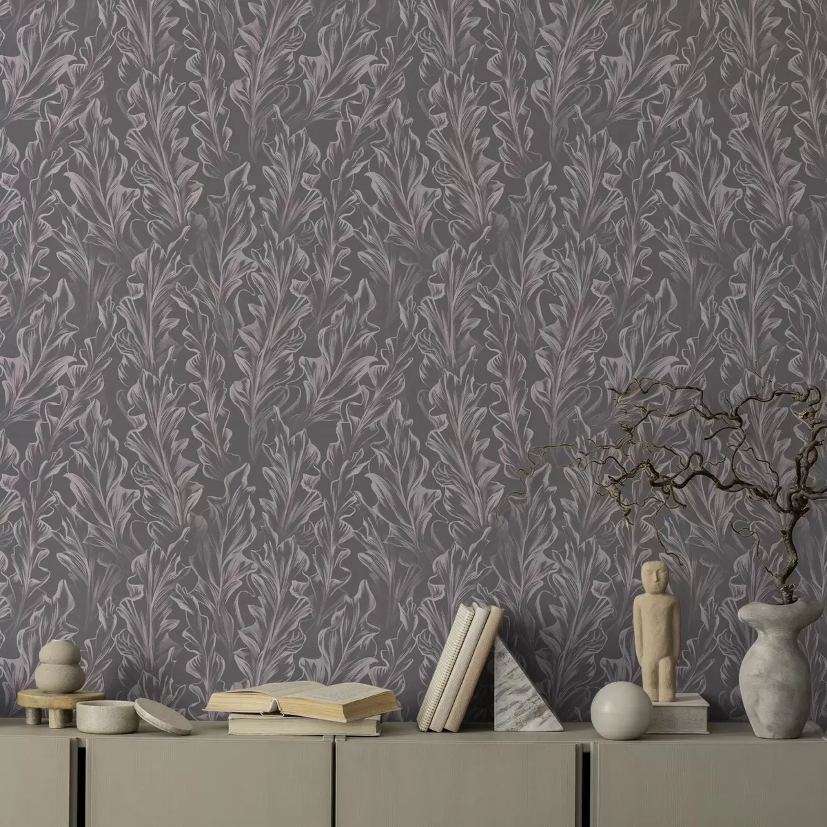 Позадина Текући лиснати таласи на графитној позадини, висок контраст a00495v1