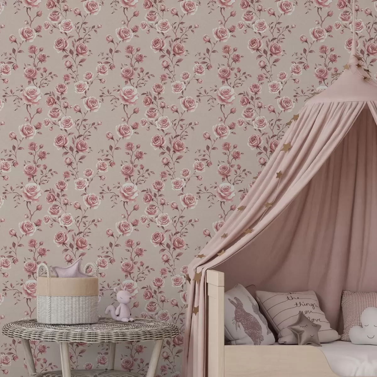 Позадина Пудерасте руже на беж боји — винтаге узорак a00497