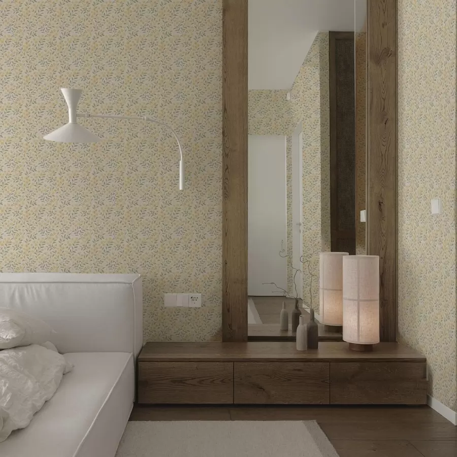 wall murals Акварел жуто цвеће на светлој позадини a00570