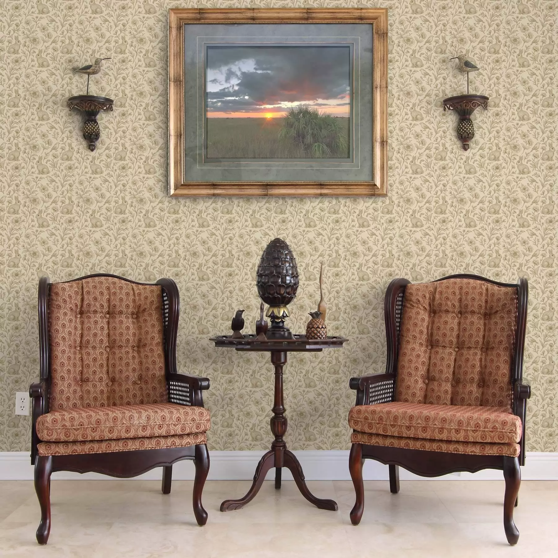 wall murals Зечеви и птице у цветном узорку a00571