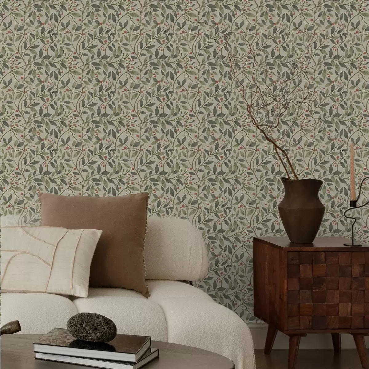 Позадина Маслинове гранчице са бобицама на топлом, светлом тлу a00573