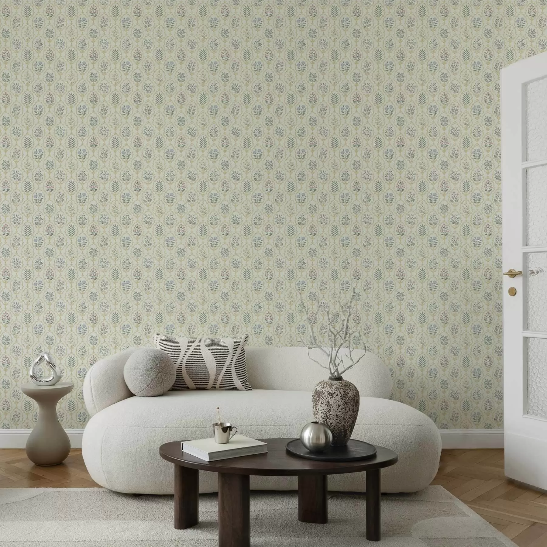 wall murals Ботанички медаљони у решетки, пастелни тонови a00579