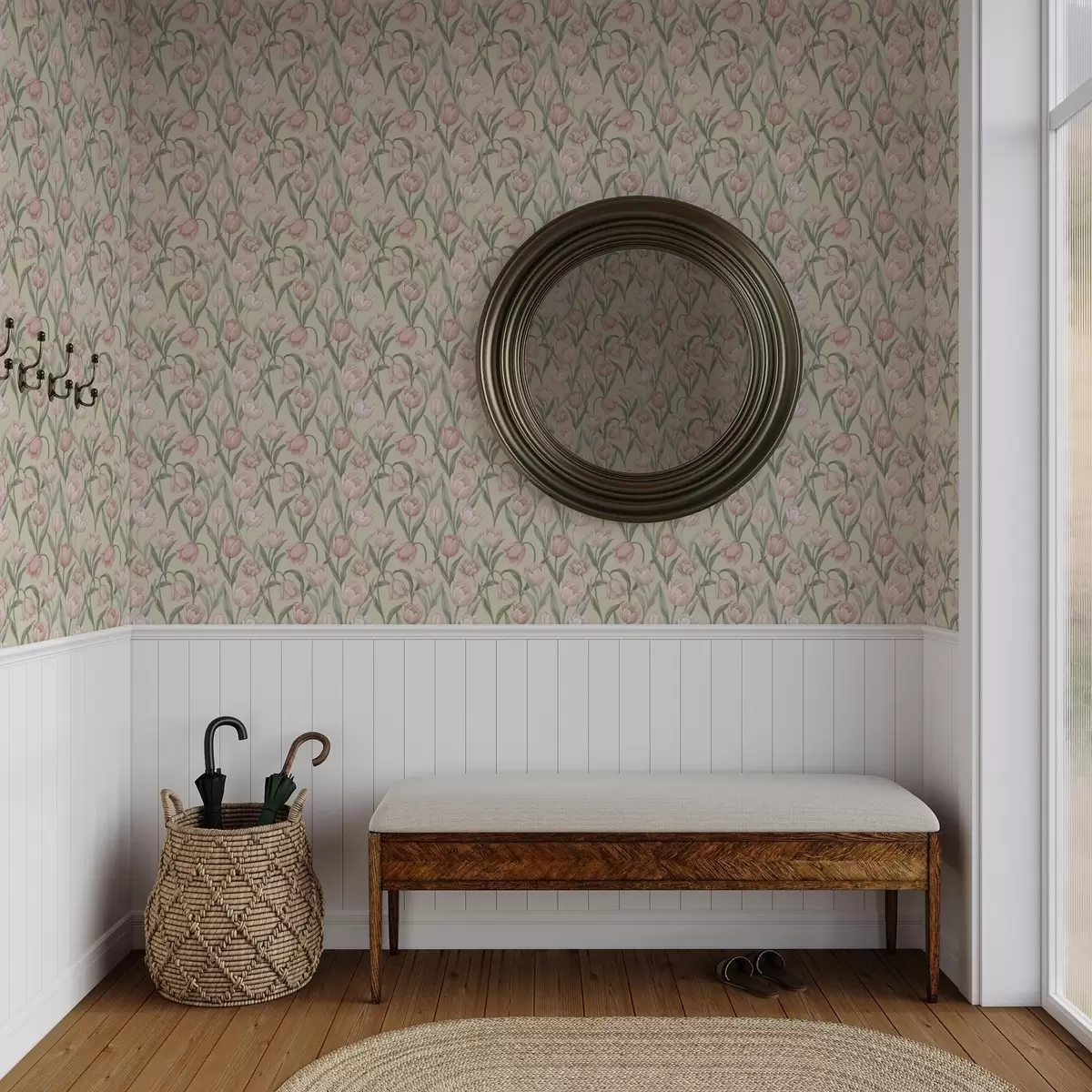 Позадина Нежно ружичасти тулипани на нежној беж позадини a00589