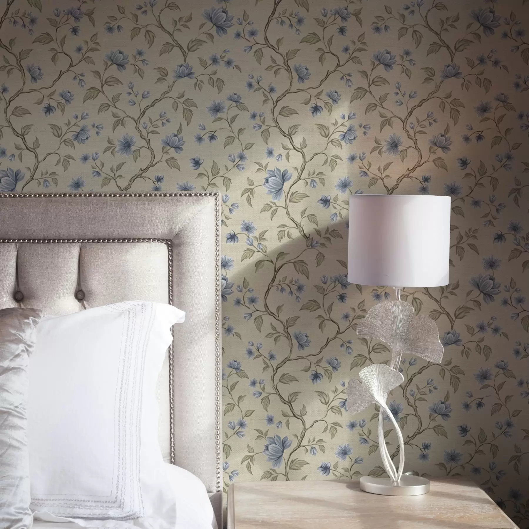 wall murals Плаве цветне гране на беж ланеној позадини a00590