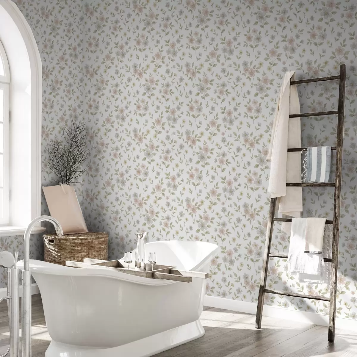 Позадина Мали акварелни цветови у пастелима на белој боји a00596v1