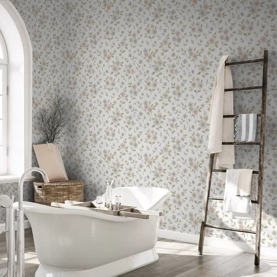 wall murals Мали акварелни цветови у пастелима на белој боји a00596v1