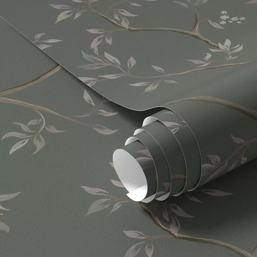 wall murals Нежне лиснате гране на тамнозеленој позадини a00597