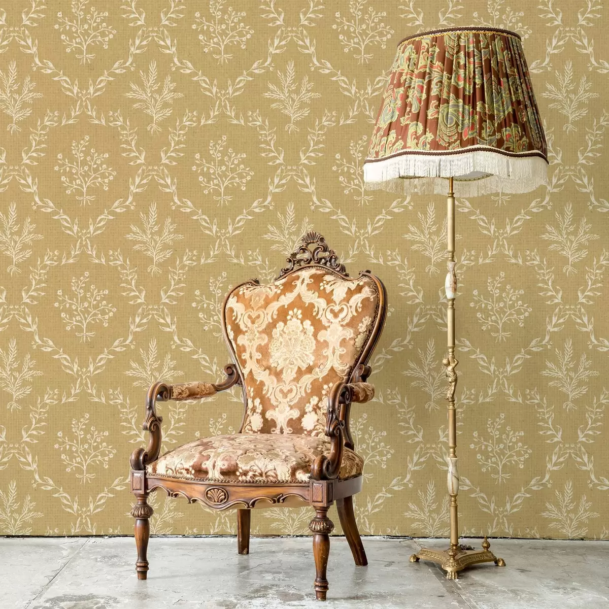 Позадина Бели венци од биља и цвећа на сенфичном тлу a00599