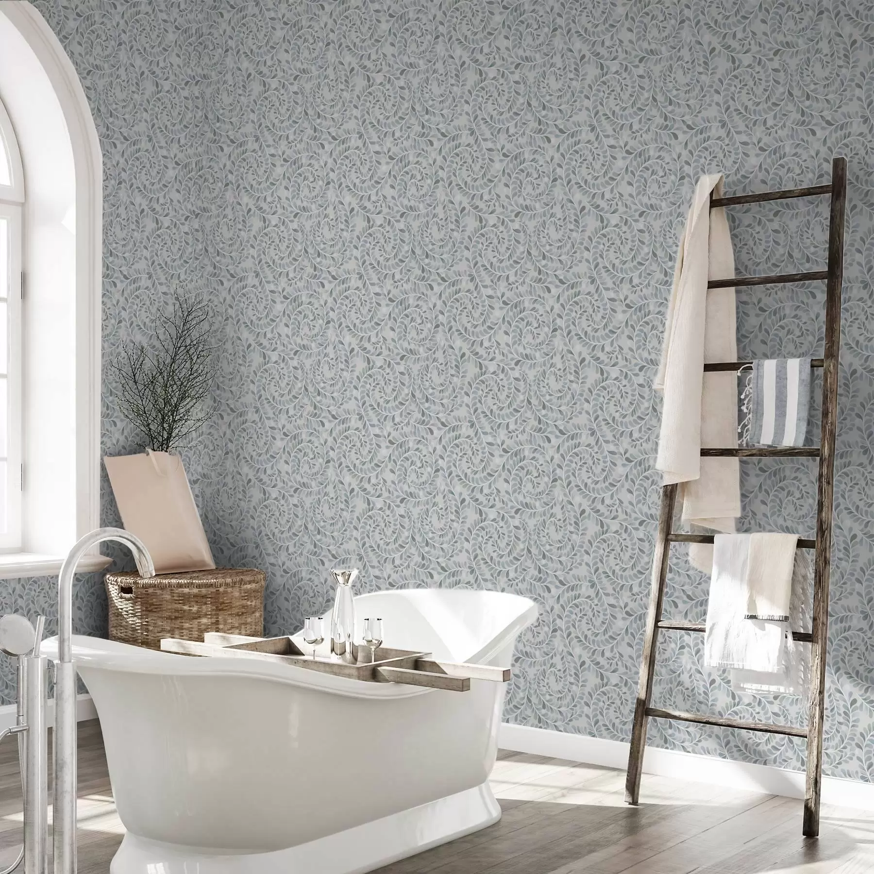 wall murals Спирални листови у плаво-сиво-зеленој палети a00602