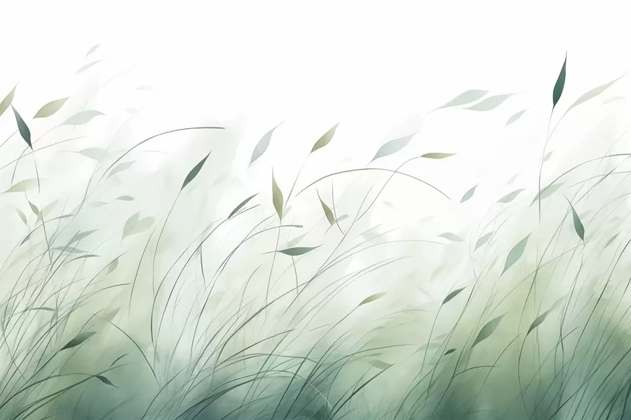 wall murals Зелена трава на ветру у стилу акварела w09331