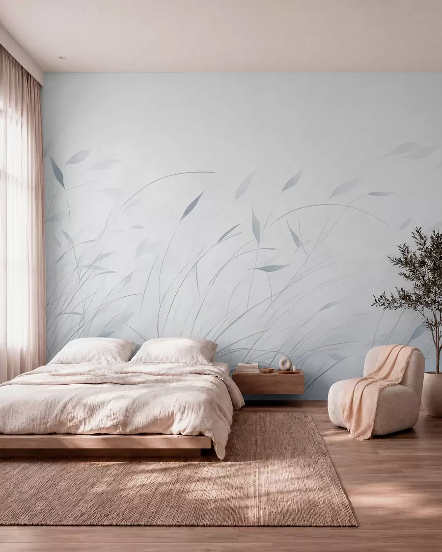 wall murals Трава на ветру у акварел стилу у плавим нијансама w09331v2