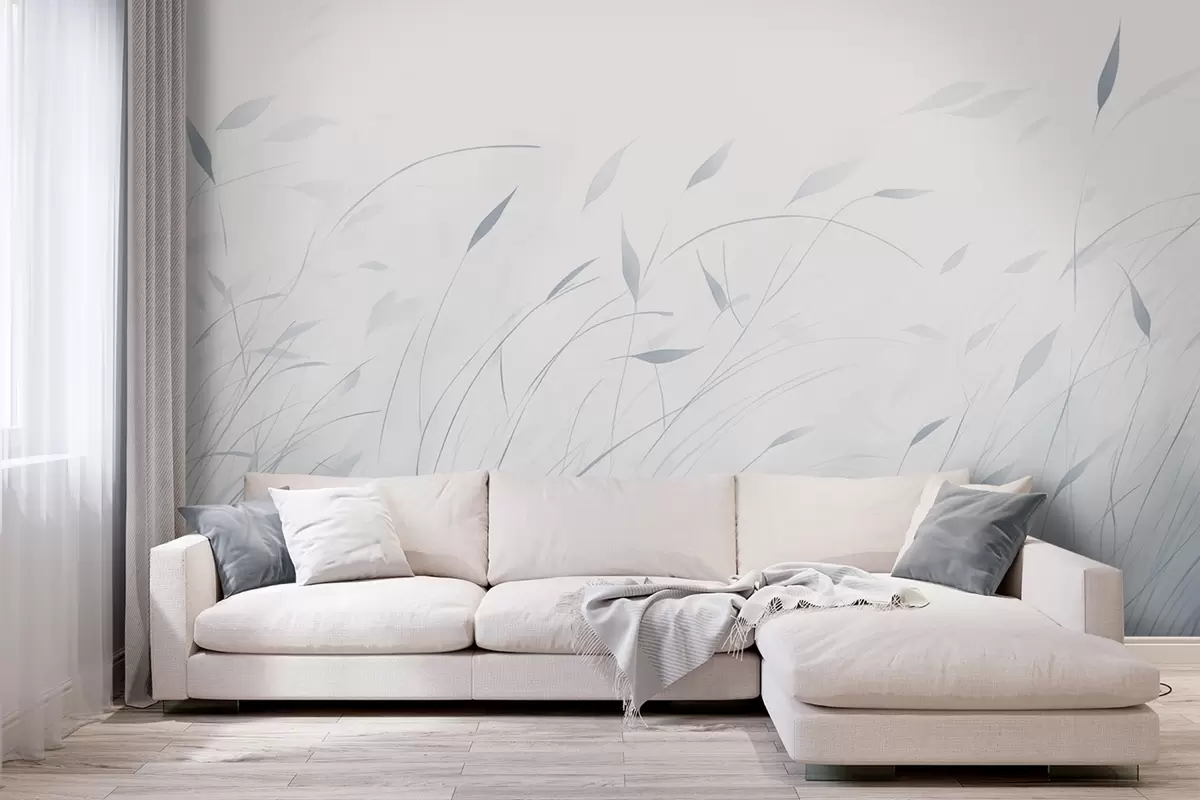wall murals Трава на ветру у акварел стилу у плавим нијансама w09331v2