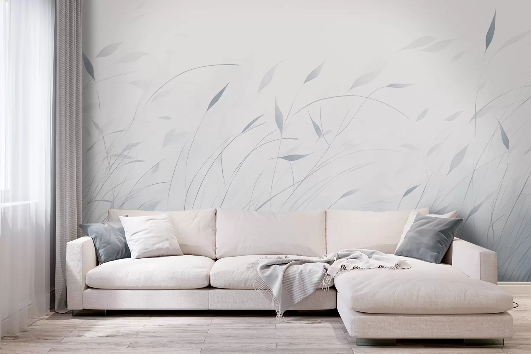 wall murals Трава на ветру у акварел стилу у плавим нијансама w09331v2