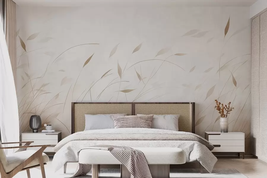 wall murals Трава на ветру у акварел стилу у беж нијансама w09331v1