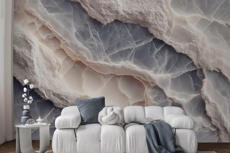 wall murals Елегантна апстракција у стилу мермерних слојева и минерала у плаво-беж боји w09408