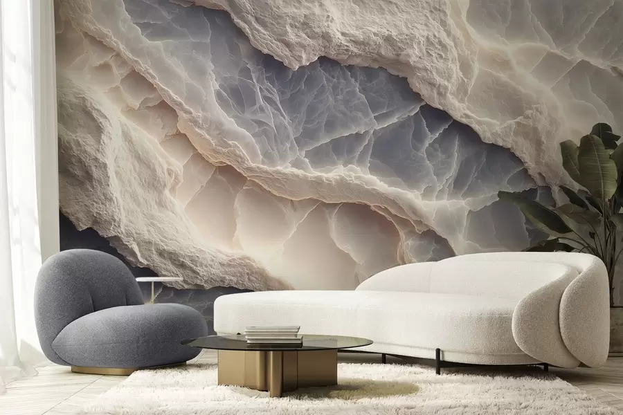 wall murals Елегантна апстракција у стилу мермерних слојева и минерала у плаво-беж боји w09408