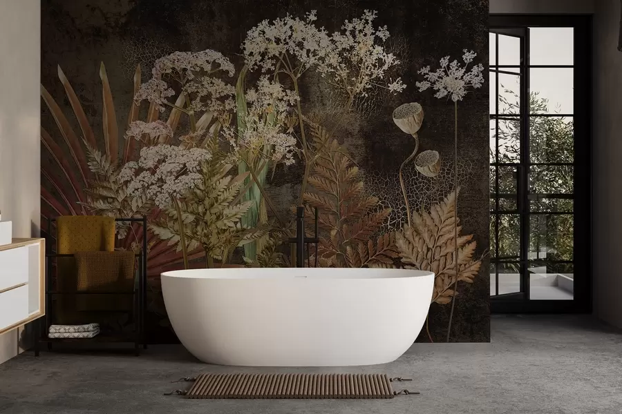 wall murals Хербаријум на тамној позадини w09323