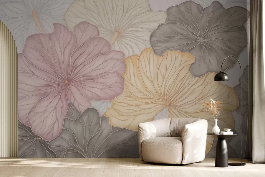 wall murals Велики пастелни листови са финим жилама w04612
