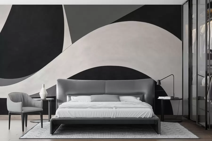wall murals Црно-сива апстракција са меким таласом w04615