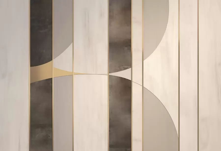 wall murals Геометријски панели са луковима и акцентима шампањца w04616