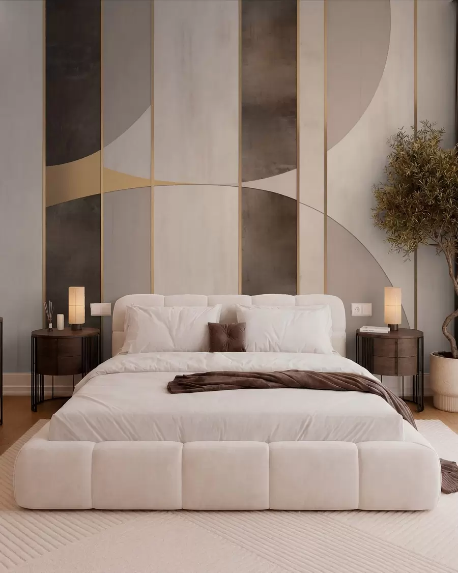 wall murals Геометријски панели са луковима и акцентима шампањца w04616