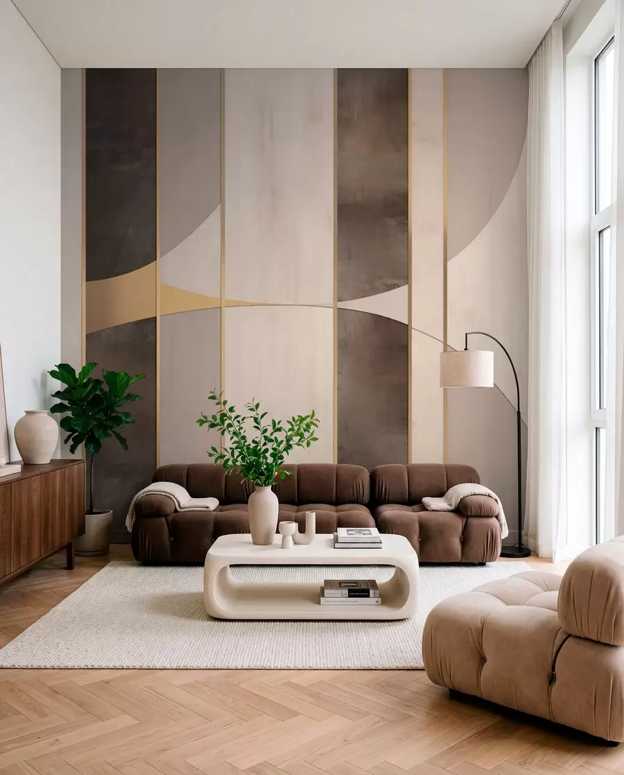 wall murals Геометријски панели са луковима и акцентима шампањца w04616