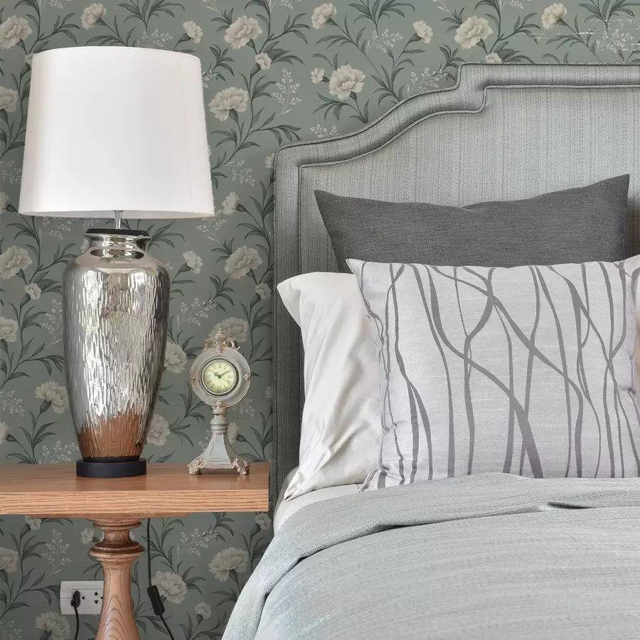 wall murals Пудерасти каранфили на сиво-тиркизној позадини, префињени отисак a00610